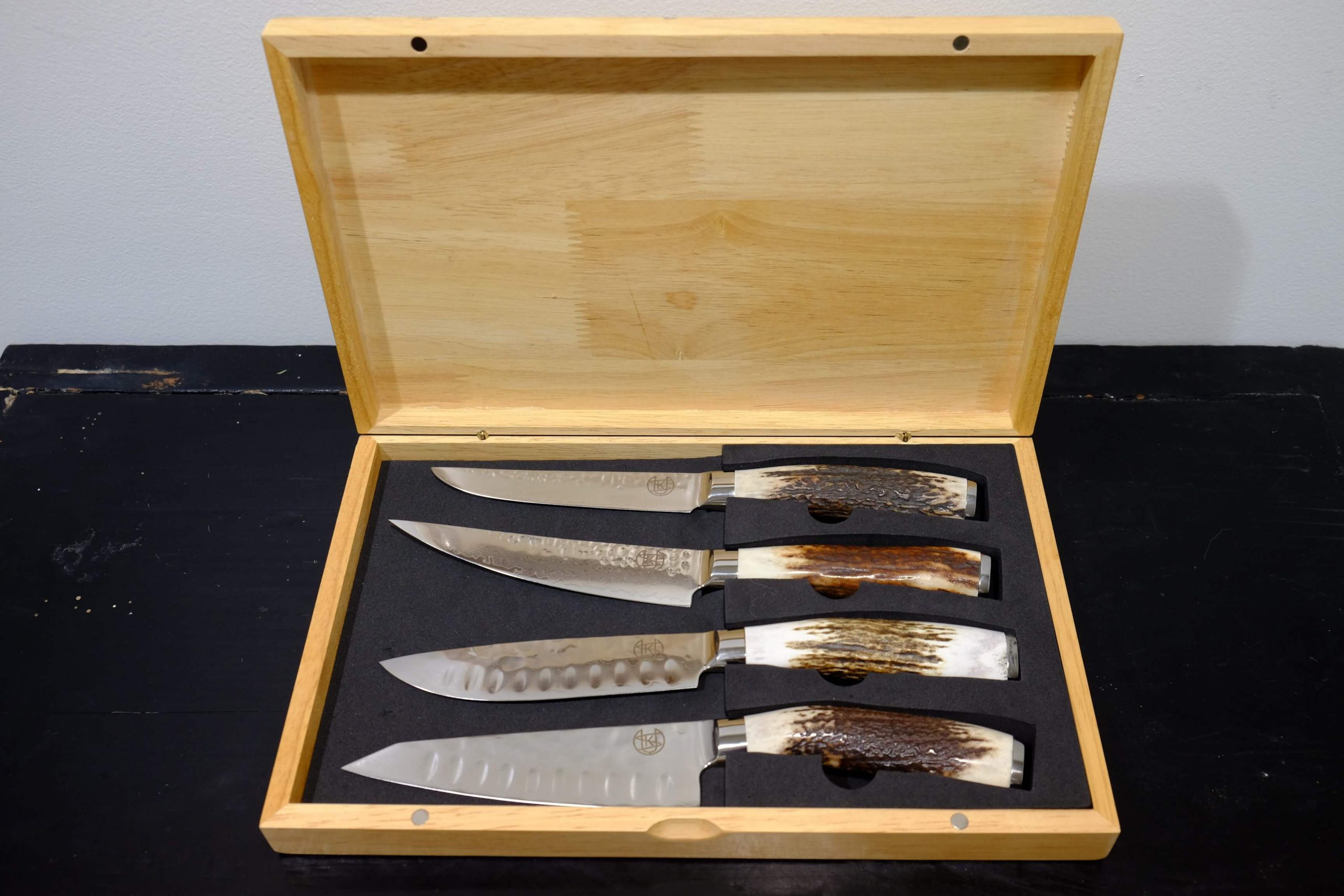 Laguiole Hand Steak Knives with Antler Handles Florafauna