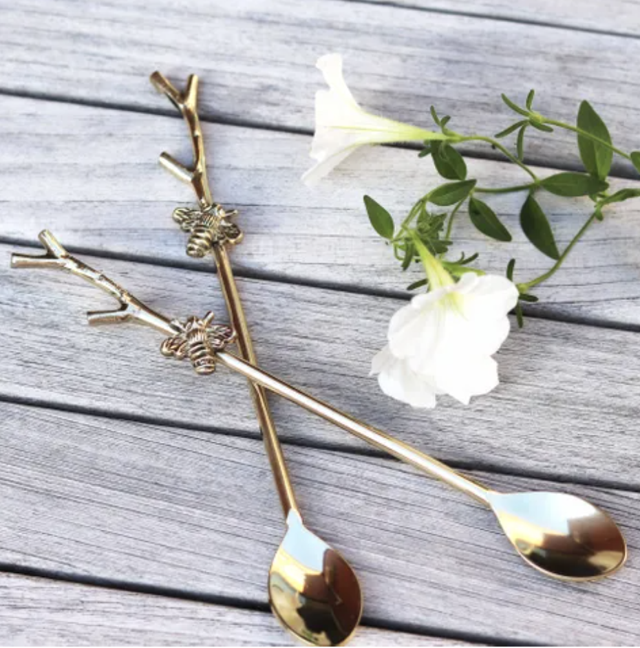 Branch and Bee Tea Spoon Gold Florafauna
