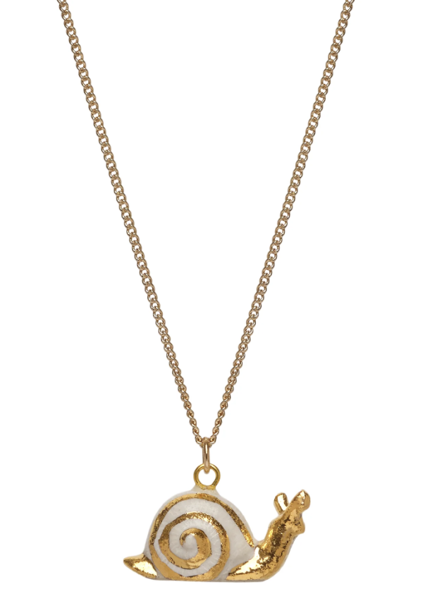 Tiny Golden Snail Necklace - And Mary