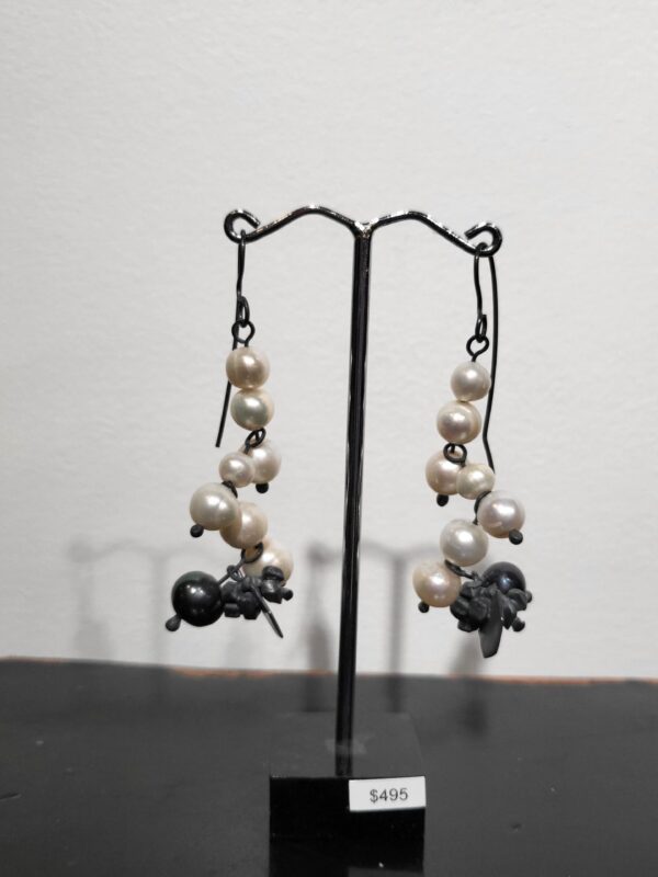 Oxidised Silver and Pearl Earrings - Jessica Winchcombe