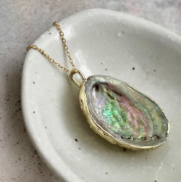 Gold Dipped Paua Shell Necklace - Nostalgem