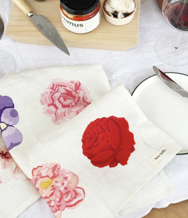 Father Rabbit Tea Towel - Colourful Floral