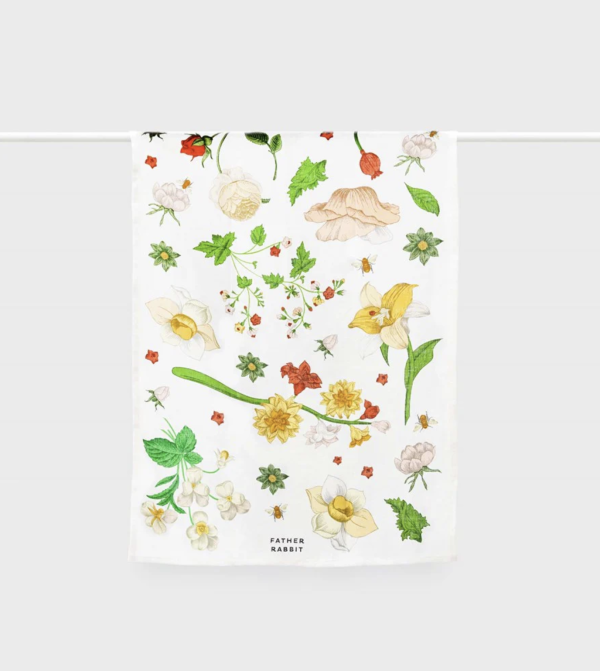 Father Rabbit Tea Towel - Vintage Wallpaper