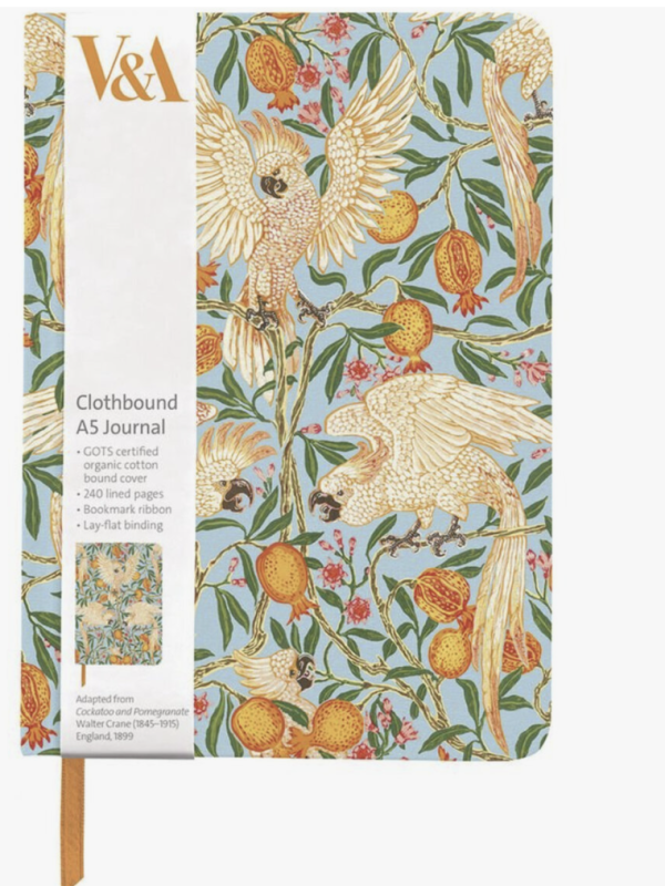 Clothbound A5 Journal-Cockatoo And Pomegranite