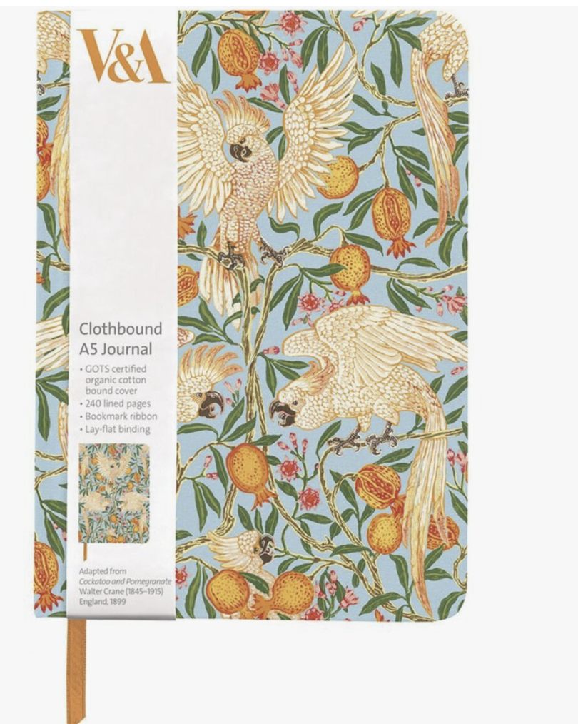 Clothbound A5 Journal-Cockatoo And Pomegranite