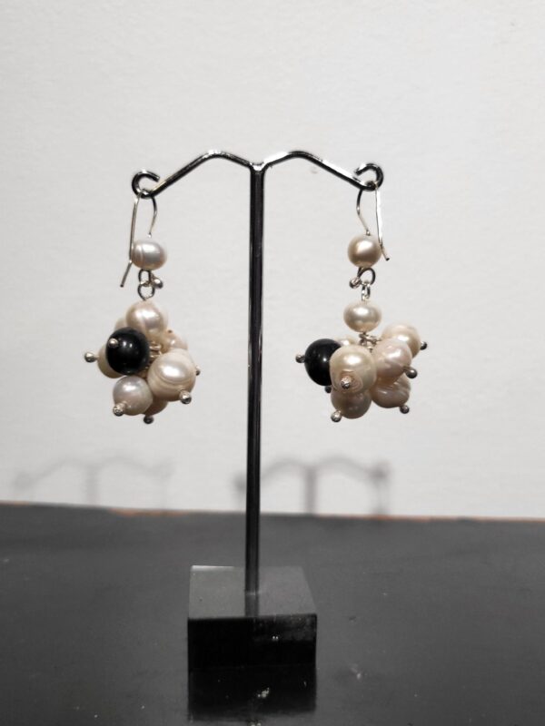 Pearl Cluster and Silver Earrings
