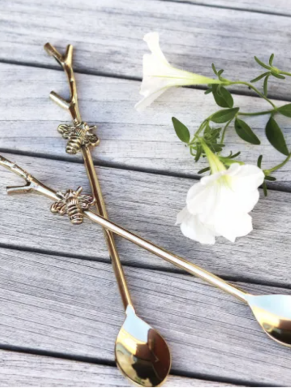 Branch and Bee Tea Spoon - Gold